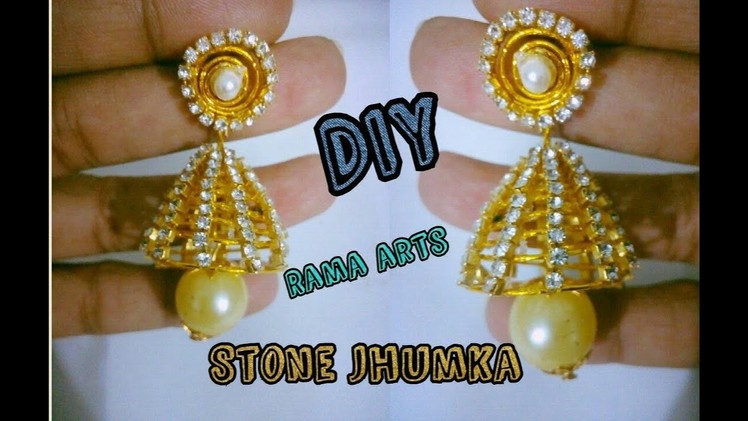 Stone Jhumka - How to make stone Jhumka | jewellery tutorials