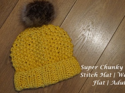 Super Chunky Moss Stitch Hat | Worked Flat | Adult