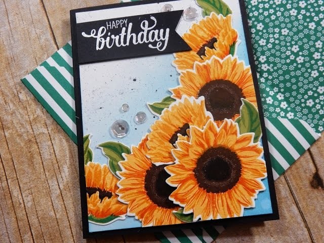 The Ton Fresh Cut Sunflowers Birthday Card with Envelope | Layering Stamps
