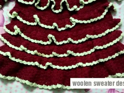 Woolen frock design for baby or kids in hindi | Baby frock design |two colour woolen sweater designs