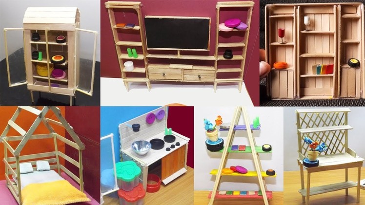 8 Easy Popsicle Stick Crafts #3 - Dollhouse Furniture | DIY & Craft ideas