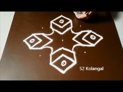 Beginners kolam designs with 9 -1 dots | easy rangoli for beginners - deepam muggulu