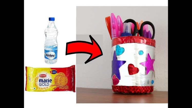 Best out of waste craft ideas from Plastic Bottle & Biscuit wrapper. Plastic Bottle Craft