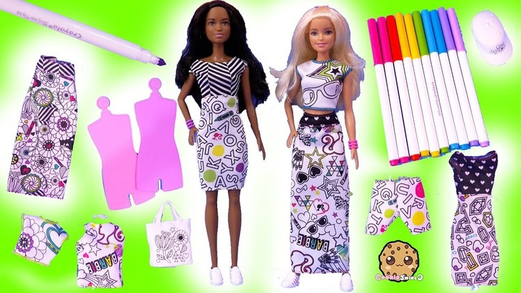 Coloring Barbie Doll Clothing Crayola Marker Craft Kit - Cookie Swirl Toy Video