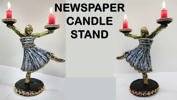 DIY | Christmas Candle Stand || With Newspaper || newspaper craft