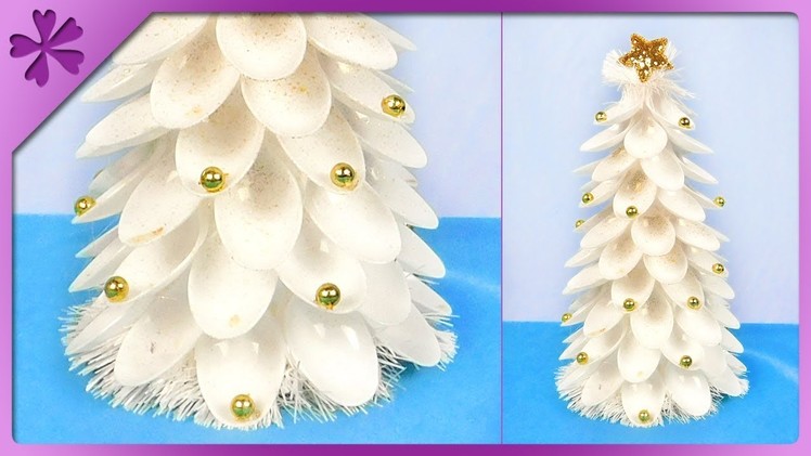 DIY How to make Christmas tree out of plastic teaspoons (ENG Subtitles) - Speed up #432