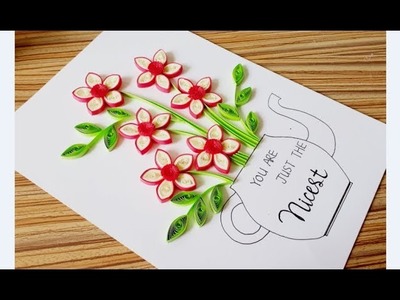 DIY Paper quilling Flower Card Design 34. Quilling Flower. Paper Craft