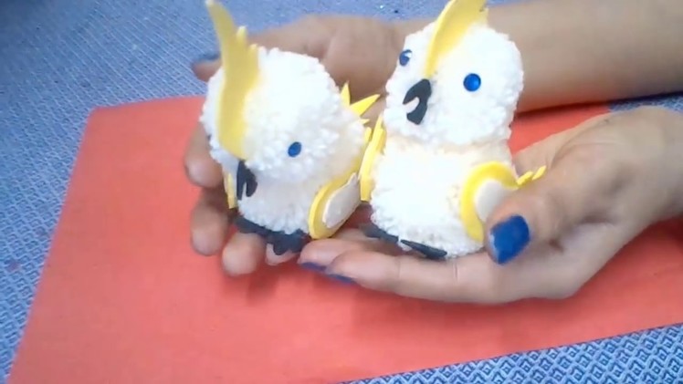 DIY Woolen Baby parrots (white) for home decor | wool craft idea