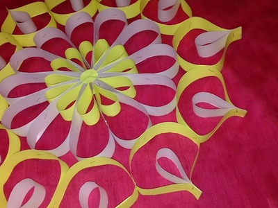 Easy and Beautiful wall hanging craft and art. Paper Cutting Flower Decoration for Christmas