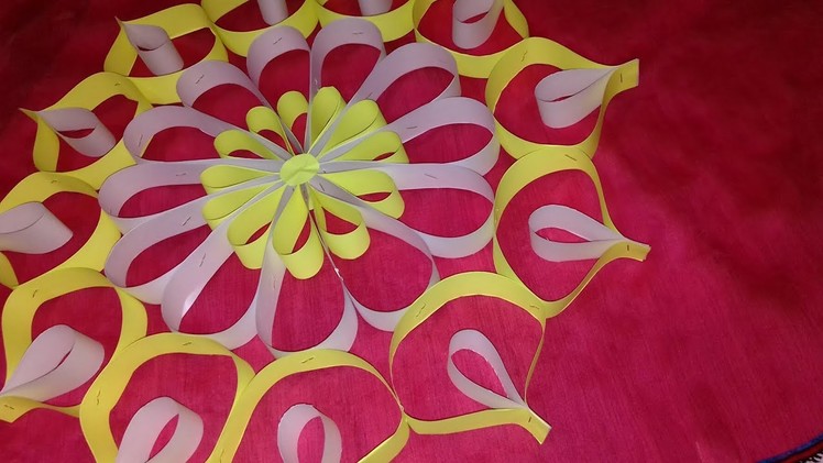 Easy and Beautiful wall hanging craft and art. Paper Cutting Flower Decoration for Christmas