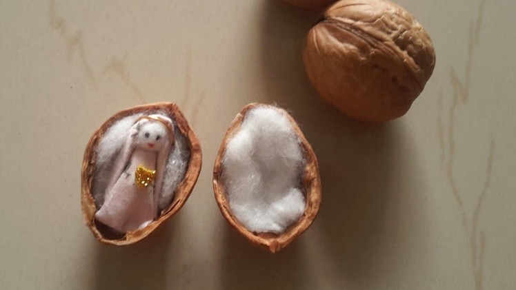 Easy and cute craft with nut shells #nutshelldoll