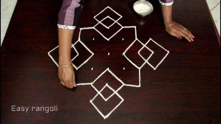 Easy rangoli designs with 9 to 1 straight dots || simple kolam || chukkala muggulu designs