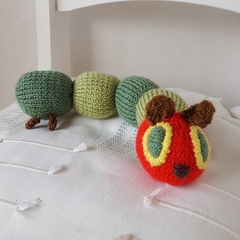 hand knitted hungry caterpillar