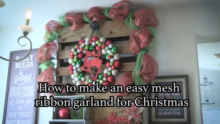 How to create a Christmas garland with mesh ribbon