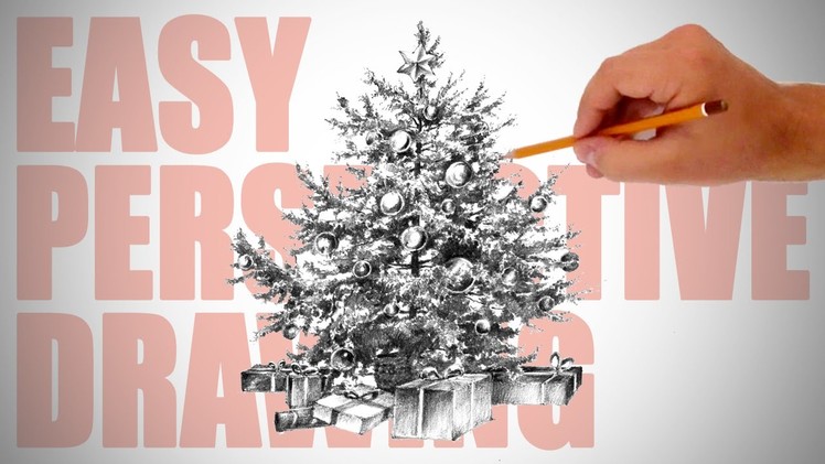 How to draw a Christmas tree (X-mas special) - Easy Perspective Drawing 11