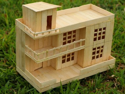 How to Make a Modern Popsicle sticks House Very Easy