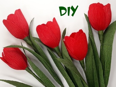 How to make crepe paper flowers | DIY paper Tulips | Craft tutorials