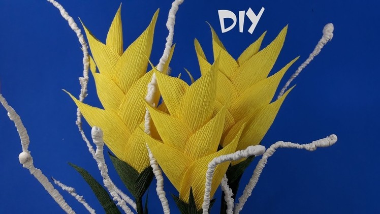 How to make crepe paper flowers | DIY paper Heliconia | Craft tutorials
