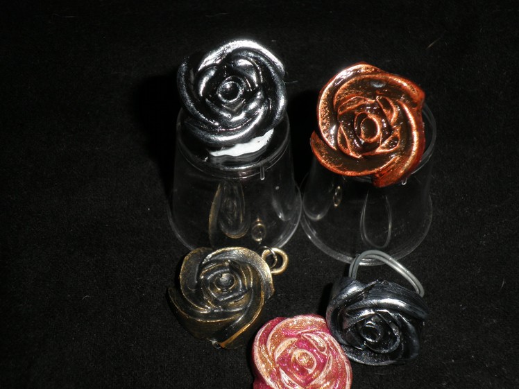 How to make metallic look flower rings and pendants with a hot glue gun