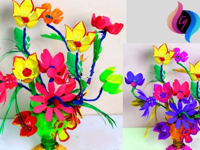 How to make plastic flowers at home - Plastic bottle flower ideas - Plastic bottle flowers craft