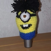 knitted gear knob cover in fun minion design