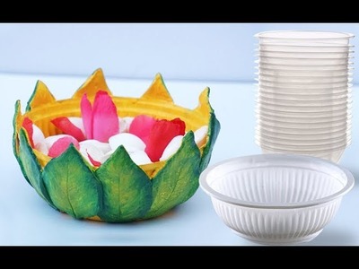 Leaf Bowl DIY - Best Out of Waste Plastic Bowl Craft | Easy Recycled Home Décor