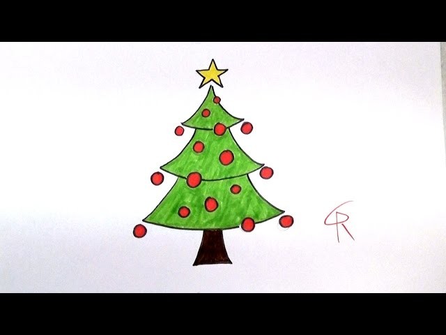 Learn How To Draw A Festive Cartoon Christmas Tree -- iCanHazDraw!