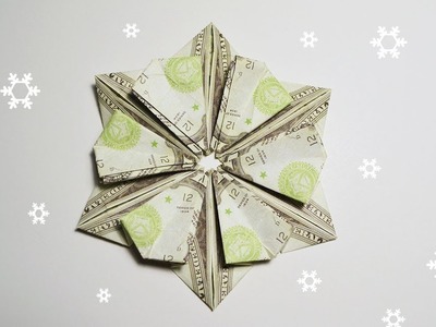 Money Snowflake Origami Dollar Tutorial DIY Christmas Decoration