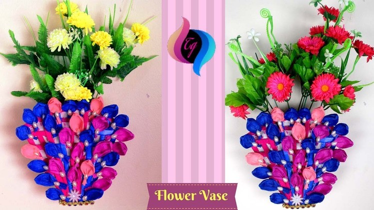 Paper flower vase making step by step - How to make a flower vase at home - Cardboard flower vase