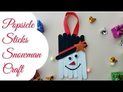 Popsicle sticks crafts for kids.Popsicle stick snowman.Christmas ornaments.New year decor 2018.diy