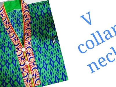 V collar neck design cutting and stiching in proffesional style.very easy method