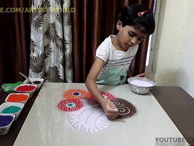 What a creative rangoli video|Beautiful Easy and Simple rangoli by Reva l Rangoli |