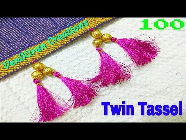 100 :: Twin Tassel :: How to Make Saree Tassel.Kuchu design with Beads @ Home - Design 39::Tutorial