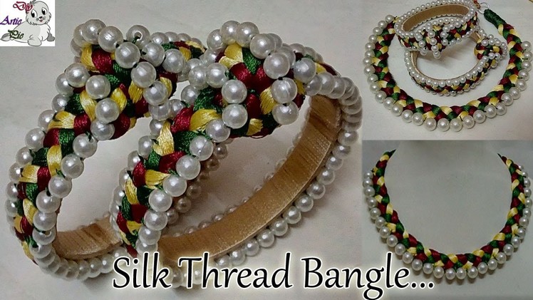 #83 How to make Pearl Beaded Silk Thread Bangle || Diy || Jewellery Making