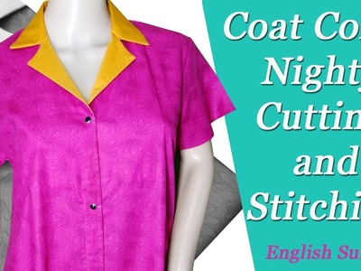 Coat Collar Neck Design malayalam, Nighty cutting and stitching, feeding nighty (meternity)