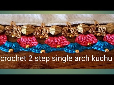 Crochet 2 step single arch saree kuchu. Saree tassel. edging by Nidhi fashions