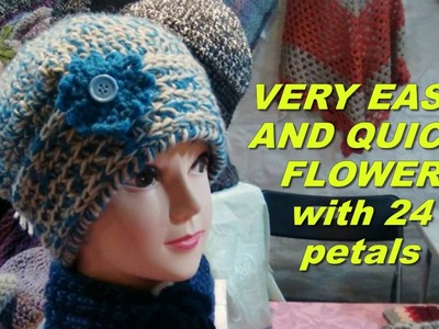 CROCHET FLOWER WITH 24 PETALS easy and quick tutorial