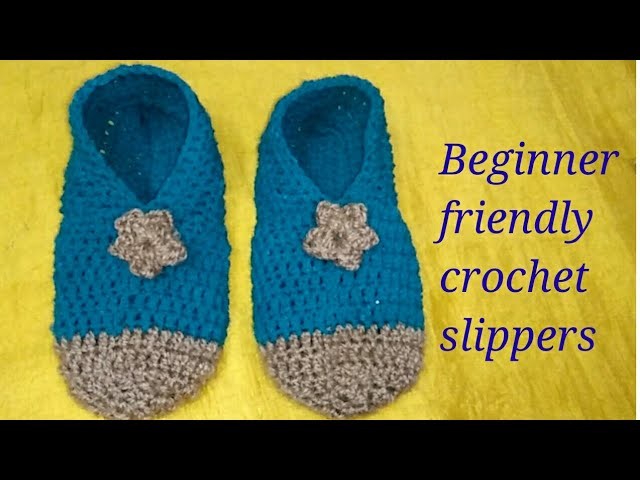 Crochet kids slipper for beginners with English subtitles