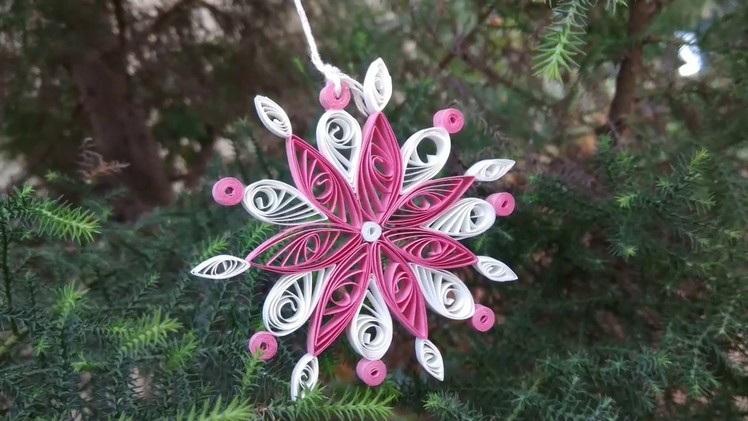 DIY Christmas Tree Ornament- Quilling Snowflake Tutorial