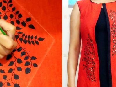 DIY : Convert plain fabric into Designer Wear | Hand Painted Designer Kurti
