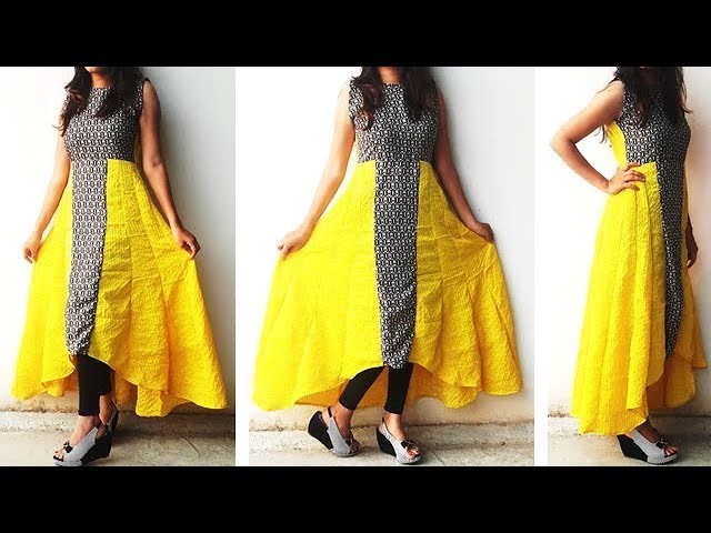 DIY Designer High low Anarkali Dress Cutting And Stitching Tutorial