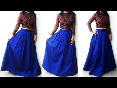 DIY Designer Long Maxi skirt Cutting And Stitching Tutorial
