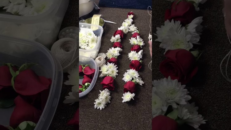 DIY Fresh Flower Garlands Rose & PomPom deshi wedding mala