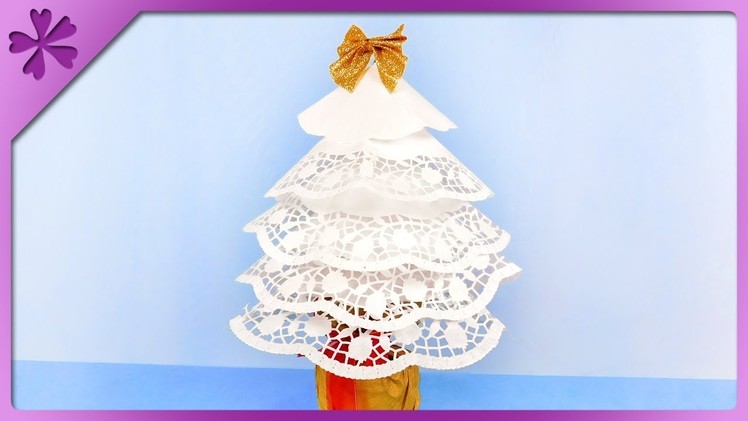 DIY How to make Christmas tree out of paper doilies (ENG Subtitles) - Speed up #434