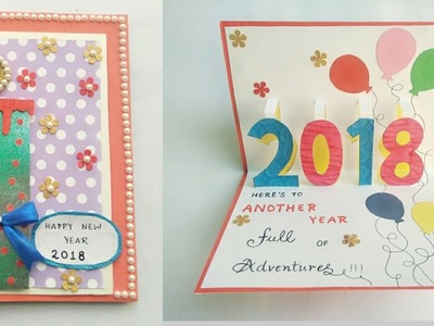 DIY New Year Card 2018.Greeting Card for New Year Celebration.New Year Pop Up Card