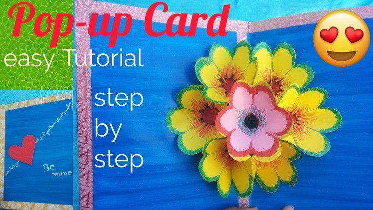 DIY pop-up Card.  Handmade 3D Flower Pop-up Card. 