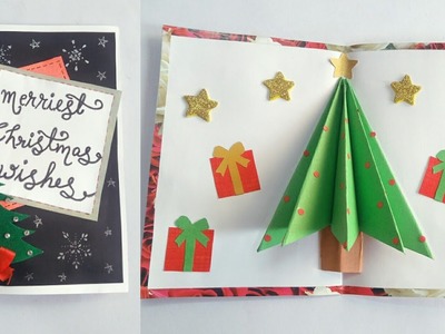 DIY Pop Up Christmas Tree Card.Christmas Pop Up Card. Handmade Christmas Greeting Card Idea