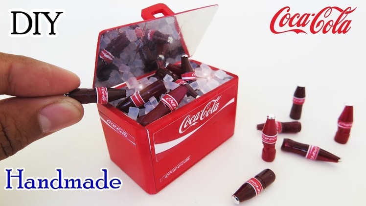 DIY Realistic Miniature Coca cola bottle & Coca cola Cooler |  Handmade  dollhouse