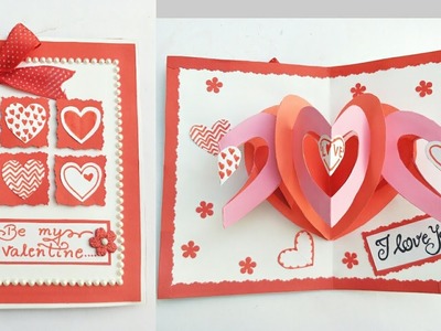 DIY Valentine Pop Up Card. Pop Up Heart Card for Valentine Day.Handmade Valentine 3D Pop Up Card