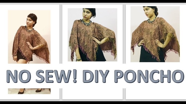 Diy winter poncho, how to make poncho with shawl (2018) CONVERT shawl into DIY Poncho cape (no sew)